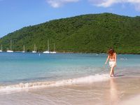 Girl walking maho beach-1