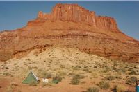 Tent and butte, Canyonlands-Ellen Perlman