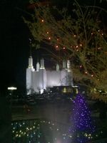 Morman Temple, lights, solo travel