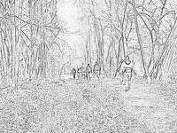 Christmas Day hike, pencil sketch